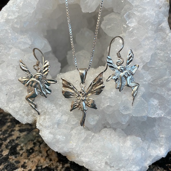 Sterling Silver Fairy Earring & Pendant Set Retail 142.00 NWT - Picture 6 of 12